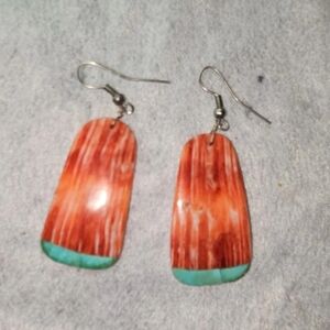 Orange and Turquoise Dangle Earrings - Women Jewelry